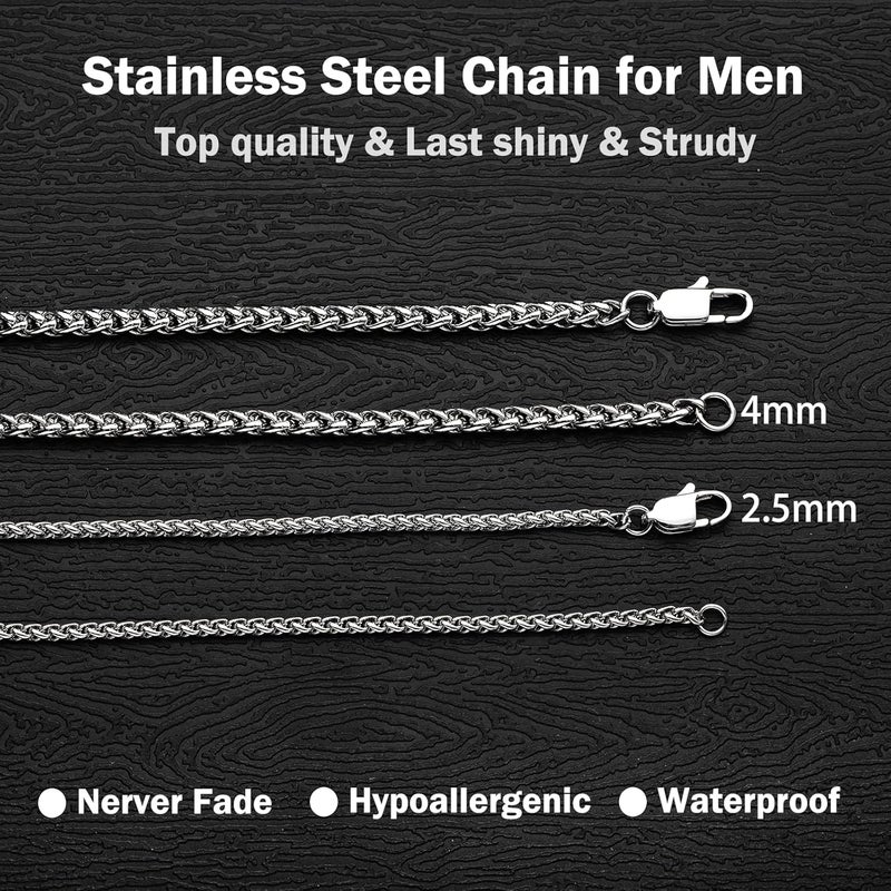 OLARCU 2.5mm/3mm/4mm Silver Stainless Steel Wheat Chain Necklace Jewelry for Men Women - Image 5